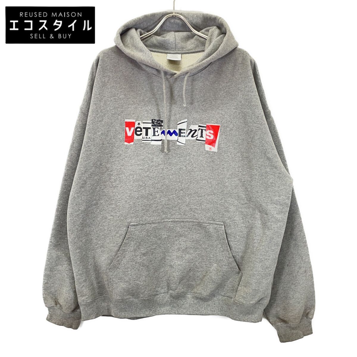 VETEMENTS　ヴェトモン　グレー UA53HD240G ミックスロゴスウェットフーディ　M