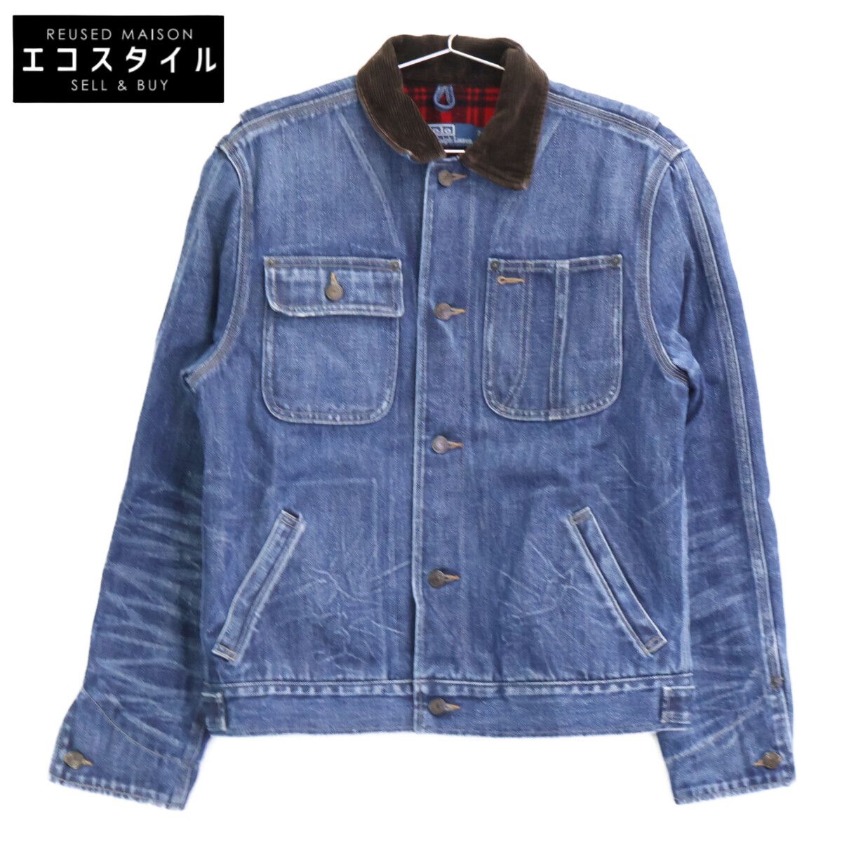 POLO RALPH LAUREN　ポロ ラルフローレン　12798 裏地チェック コーデュロイカラー デニム ワークジャケット　M