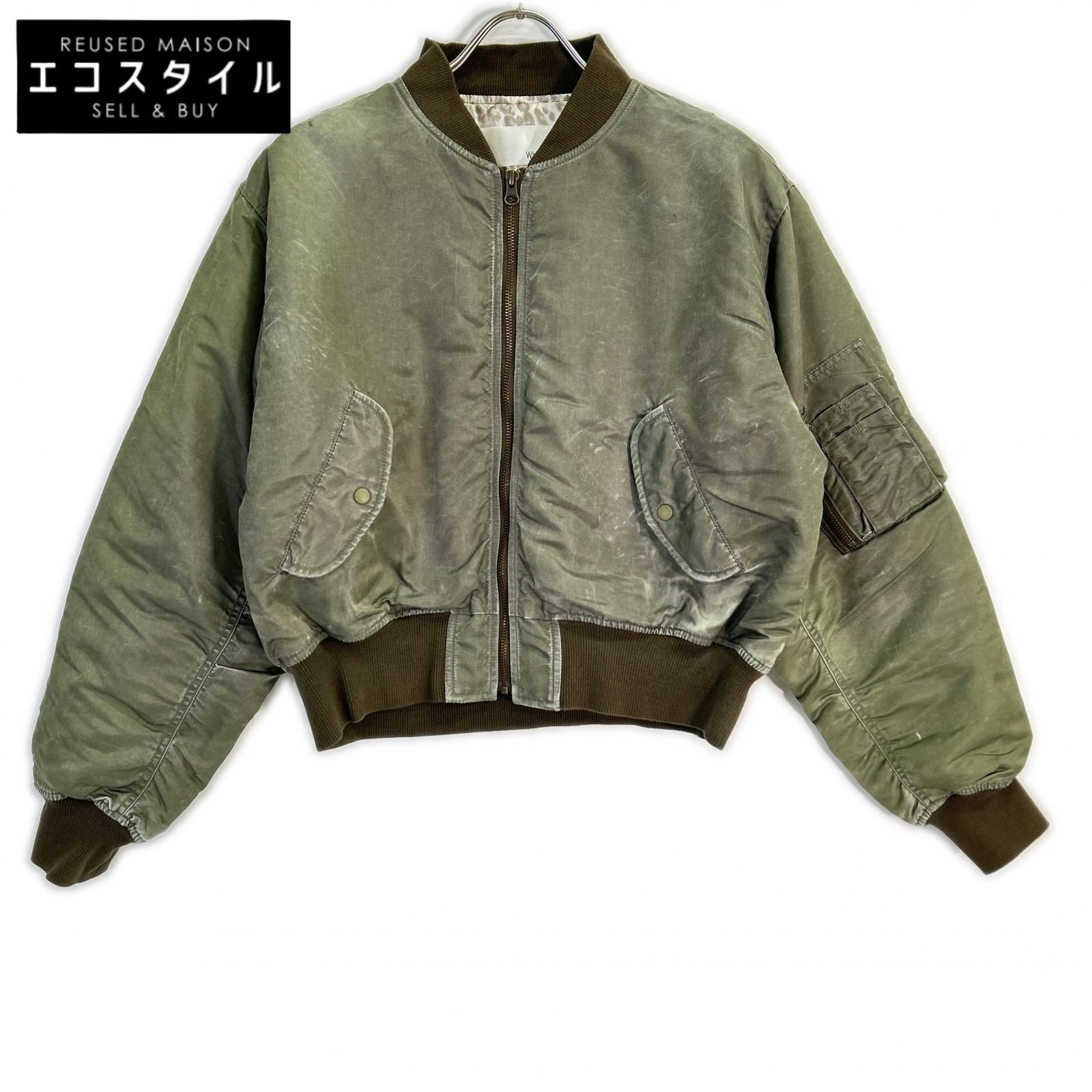 Whim Gazette　ウィムガゼット　WGZ1022108A0002 カーキ ナイロン ヴィンテージ加工 MA-1 ジップブルゾン　F
