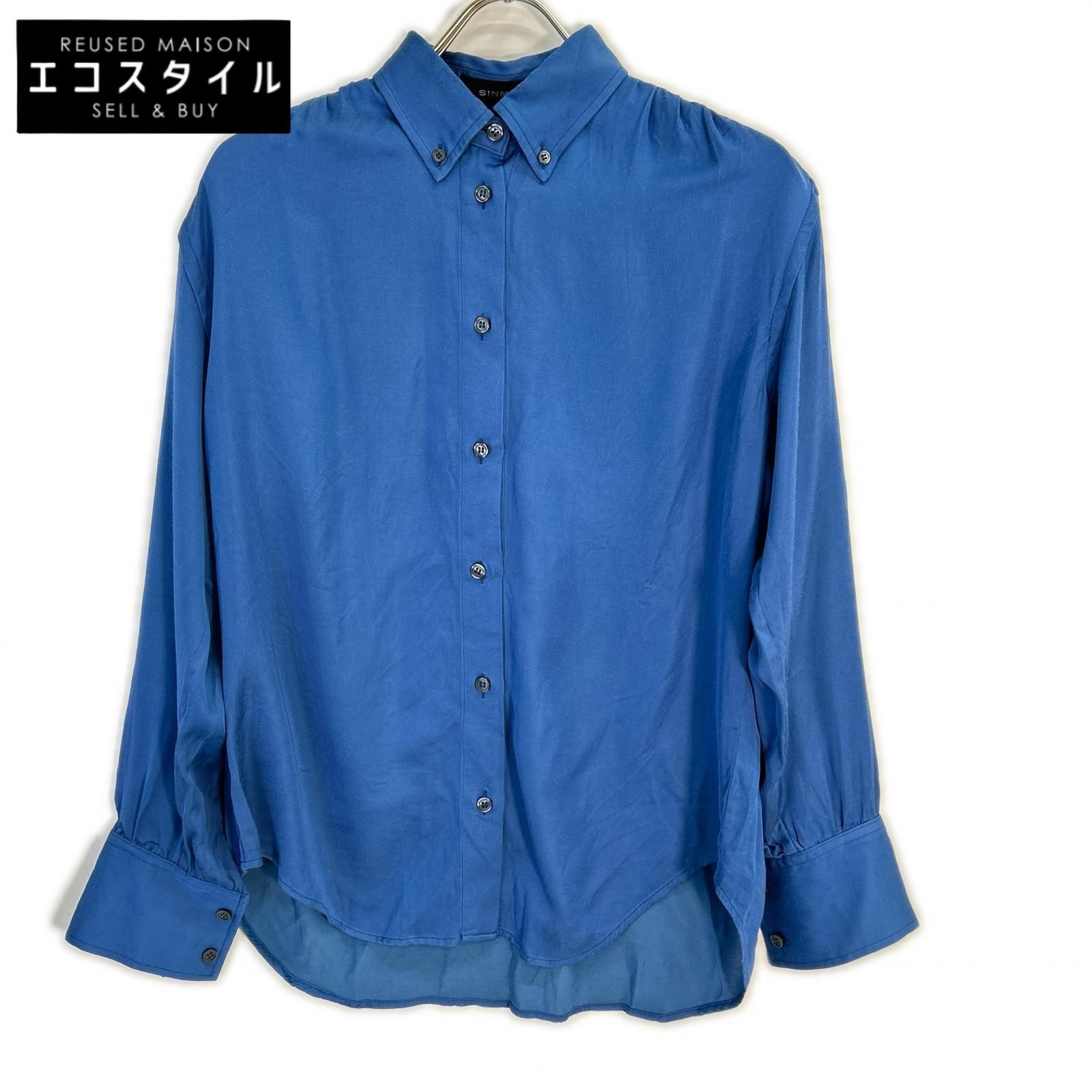 SINME　シンメ　SS15-06 ブルー 長袖ボタンダウンシャツブラウス　M