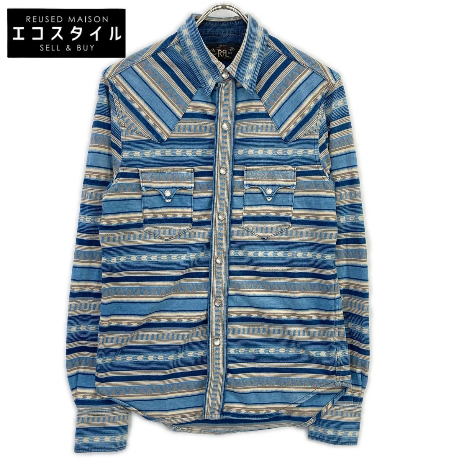 RRL　ダブルアールエル　782911250001 ブルー系 バッファローウエスタンシャツ　XS