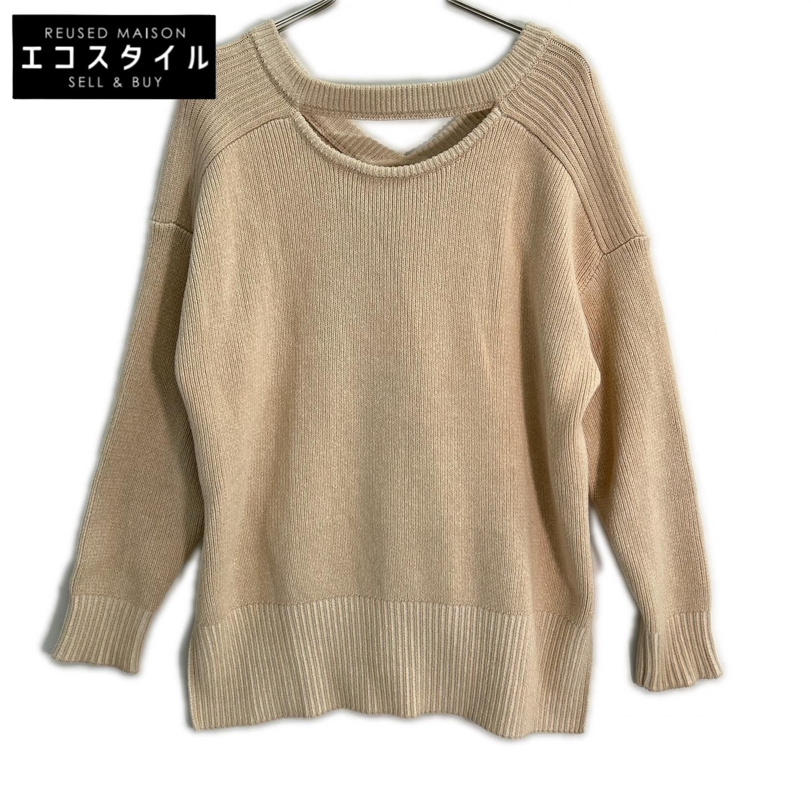 CLANE　クラネ　14106-2112 23SS ベージュ ダブルフェイスカットネックワイドニット　1