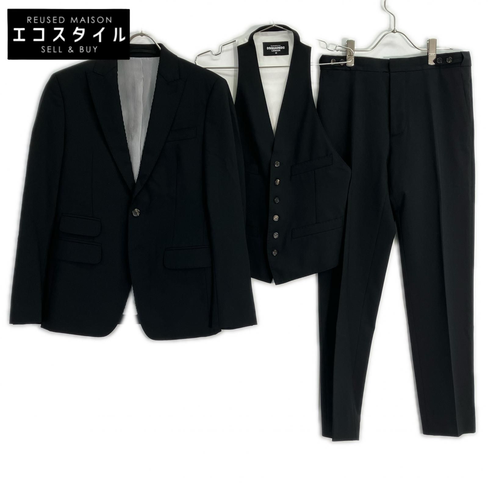 DSQUARED2　ディースクエアード　17年製 S74FS0009 ブラック 3ピーススーツ　46