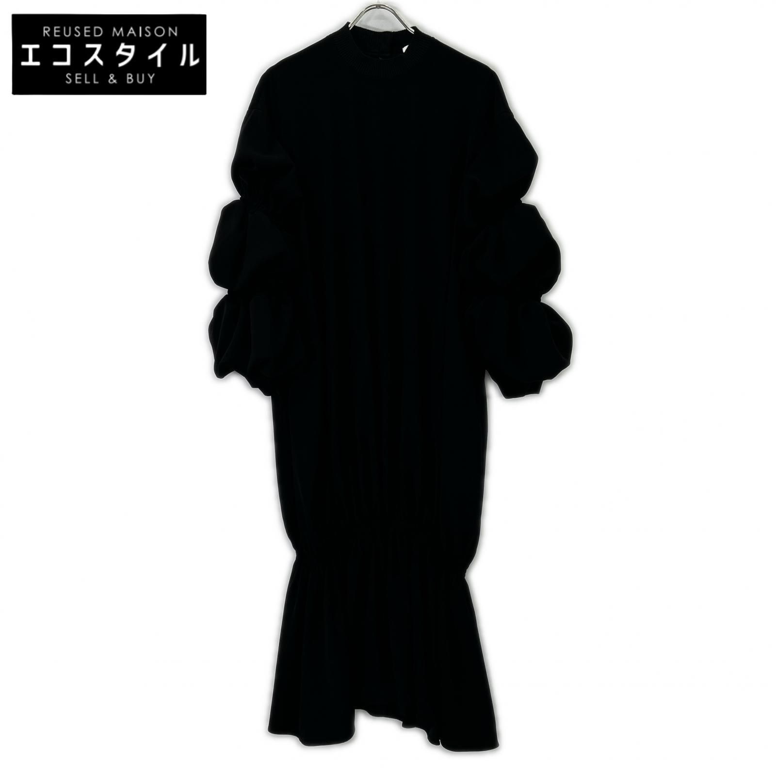 ENFOLD　エンフォルド　300ES233-0150 ブラック ダブルサテン Tail Hem DRS ドレスワンピース　36