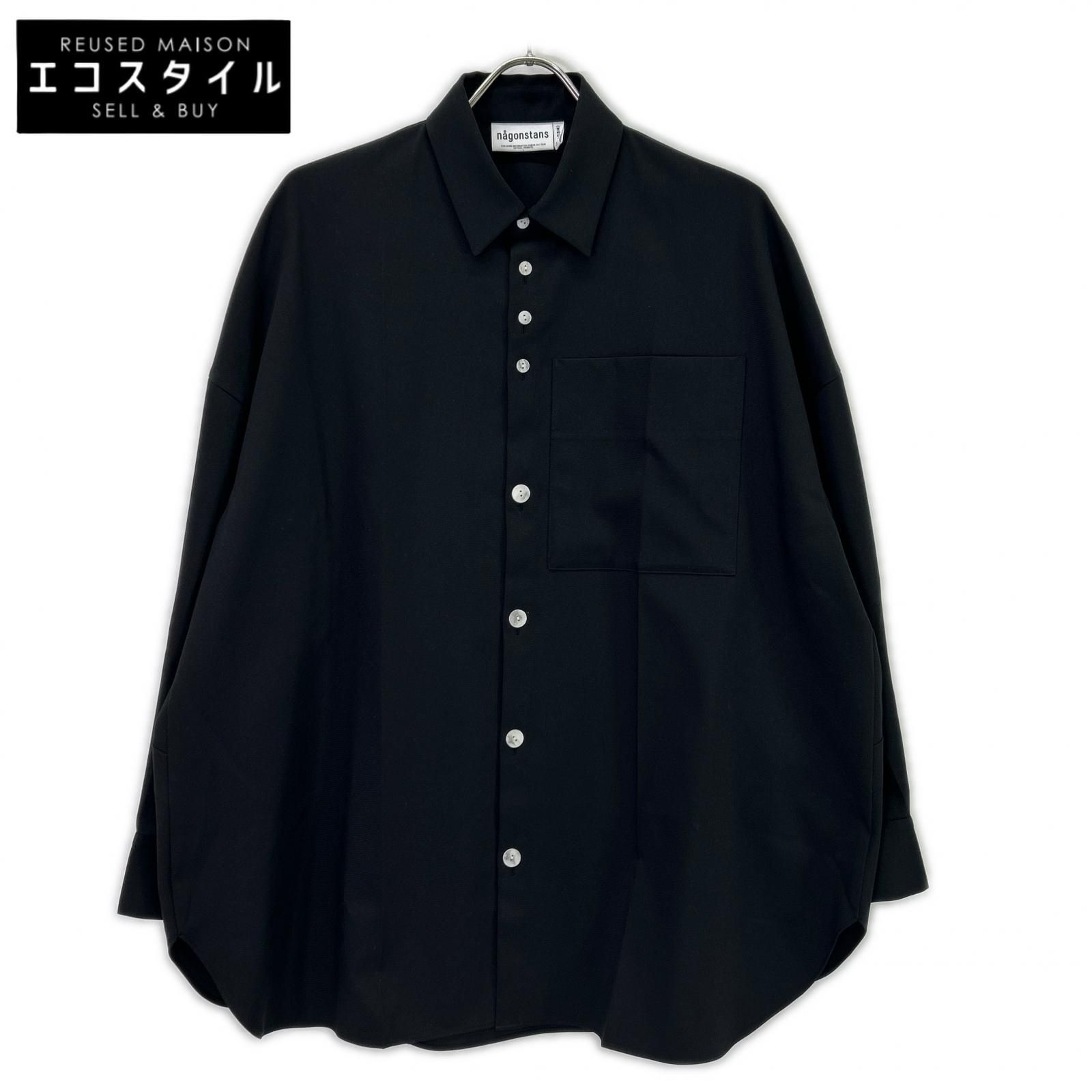 nagonstans　ナゴンスタンス　26SS 470JS430-0261 ブラック ポリエステル loose center crease shirt　MEDIUM