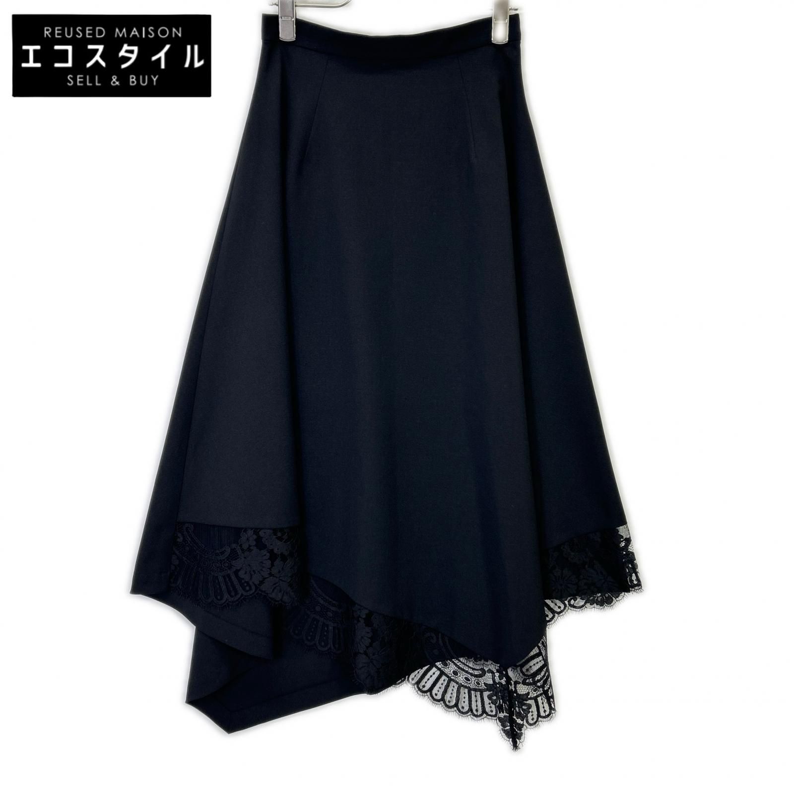 AKANEUTSUNOMIYA　アカネウツノミヤ　STUDIOUS別注 SAO-FSK101-3002 ブラック lace hem skirt/レースヘムスカート　36
