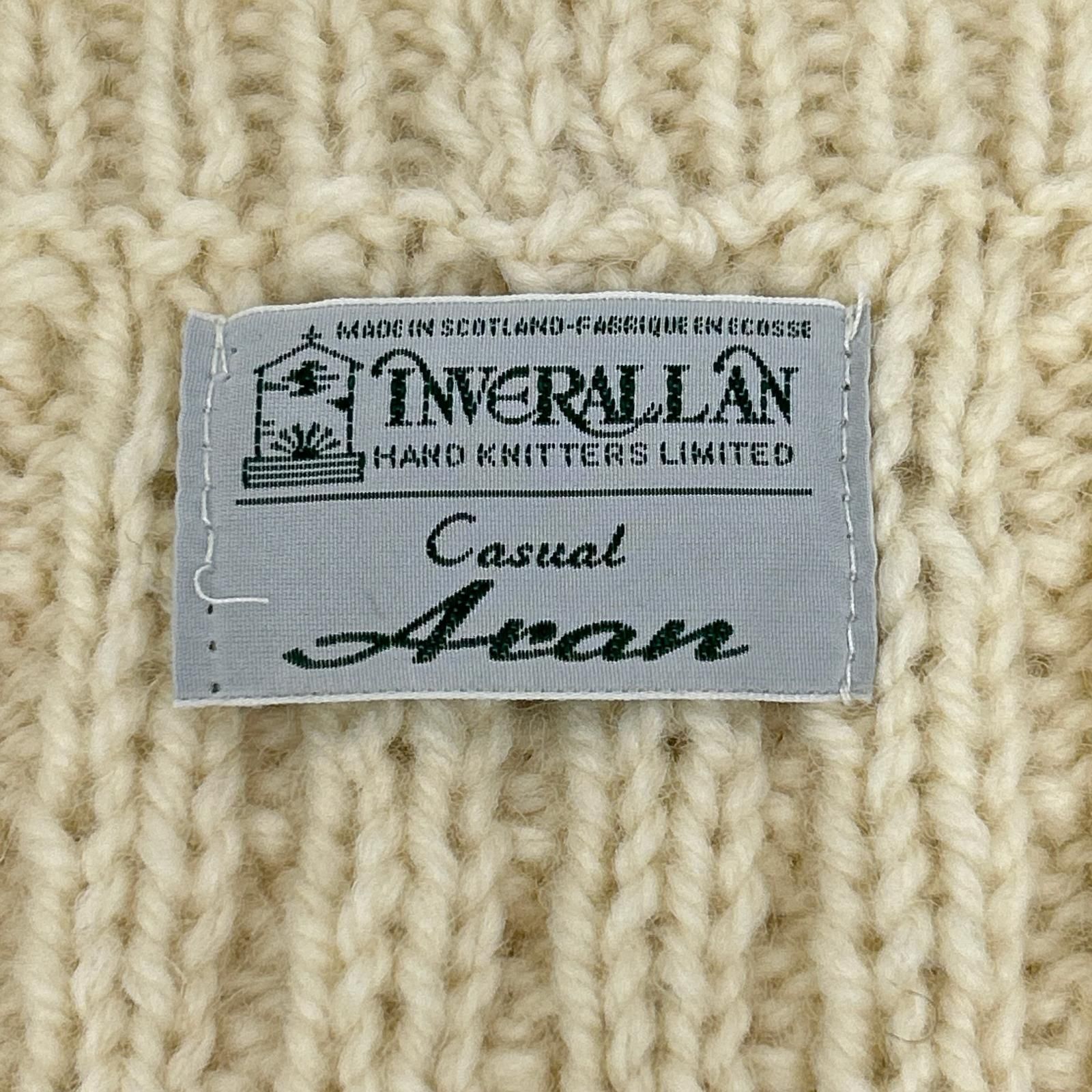 Inverallan インバーアラン アイボリー グリーンタグケーブル ニット