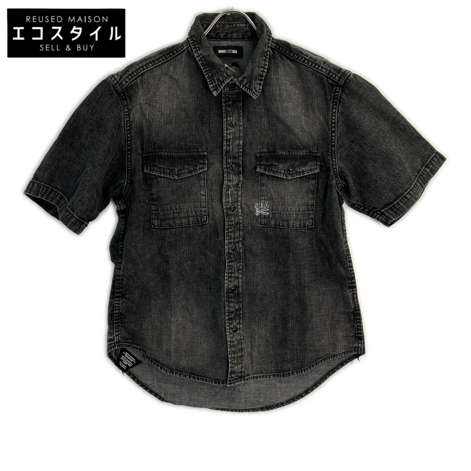 DENHAM　デンハム　×WIND AND SEA 01250543001 シザー刺繍 Dungarees Shirt 半袖シャツ　S