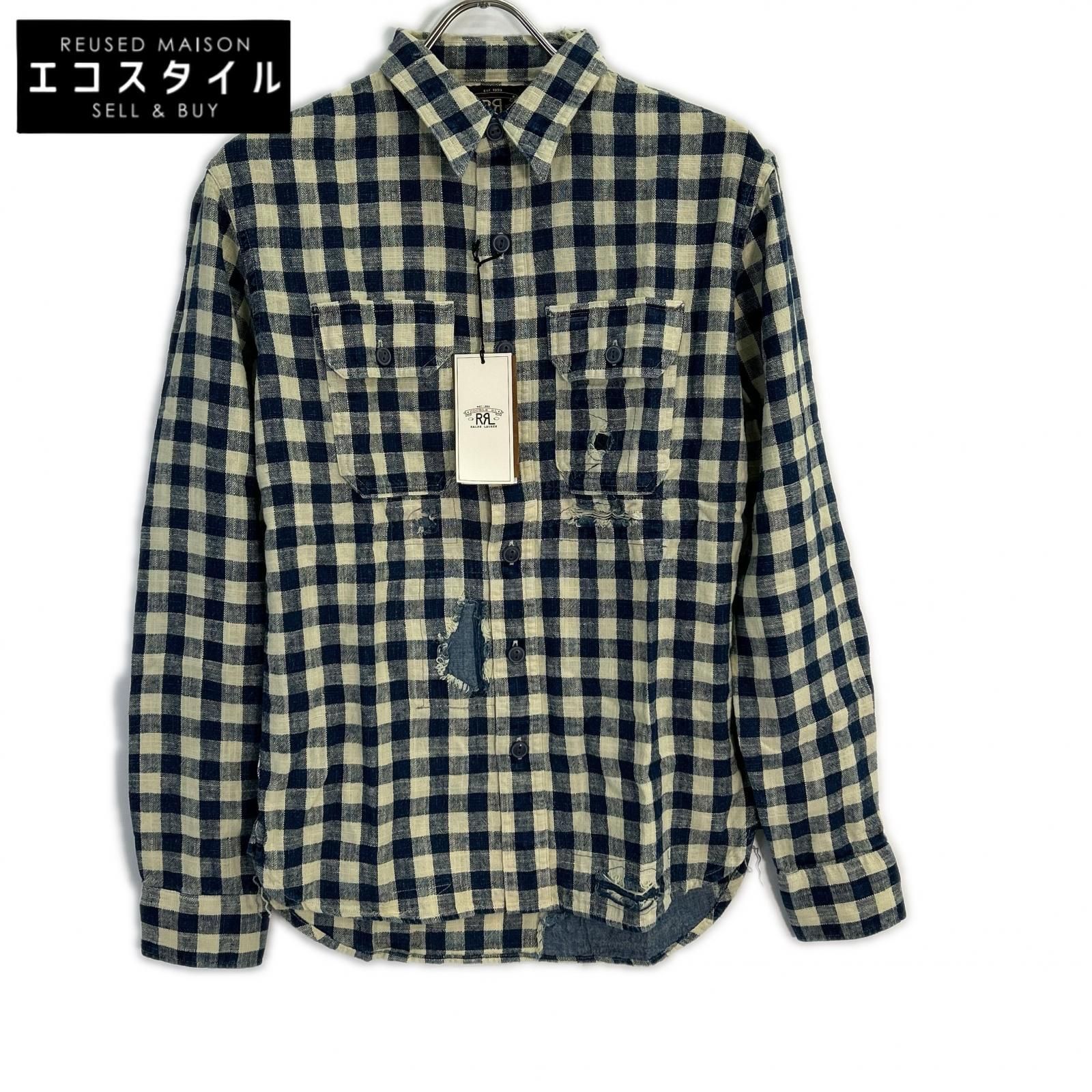 RRL　ダブルアールエル　MNRRWOV16820252 ILLINOIS WS リネンコットン ダメージ加工 チェックワークシャツ　XS