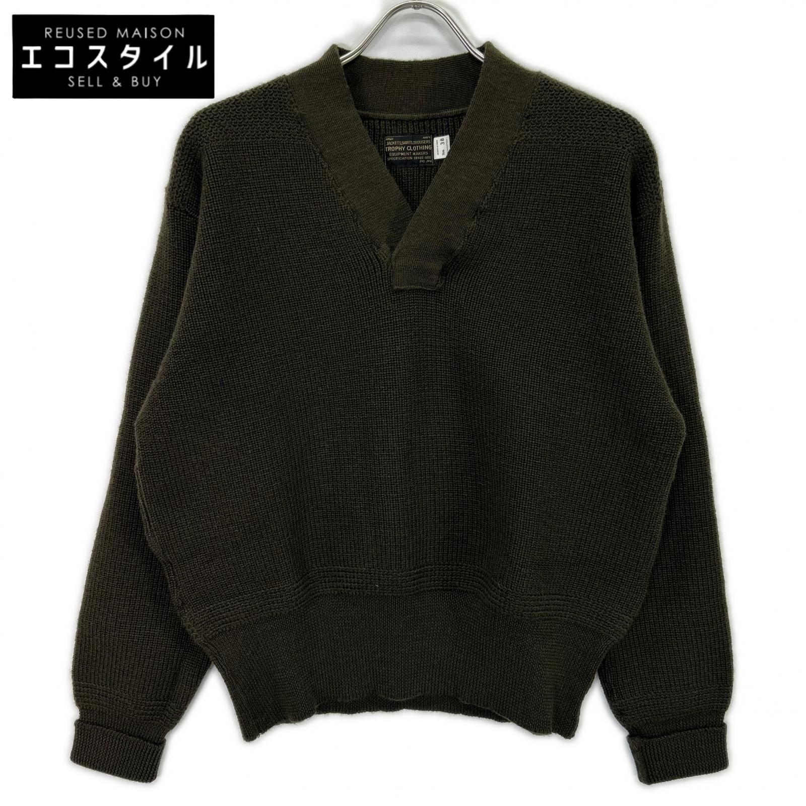 TROPHY CLOTHING　トロフィークロージング　ダークオリーブ TYPE A-1 メカニックニットセーター　38
