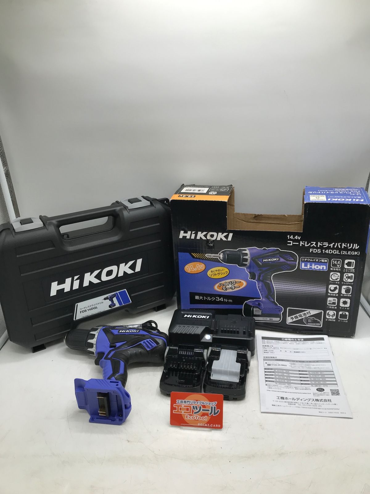 【未使用に近い】HITACHI/日立工機 FDS14DGL(2LEGK) ☆ 14.4Vコードレスドライバドリル [IT_GQHM6][岡岩][M05]