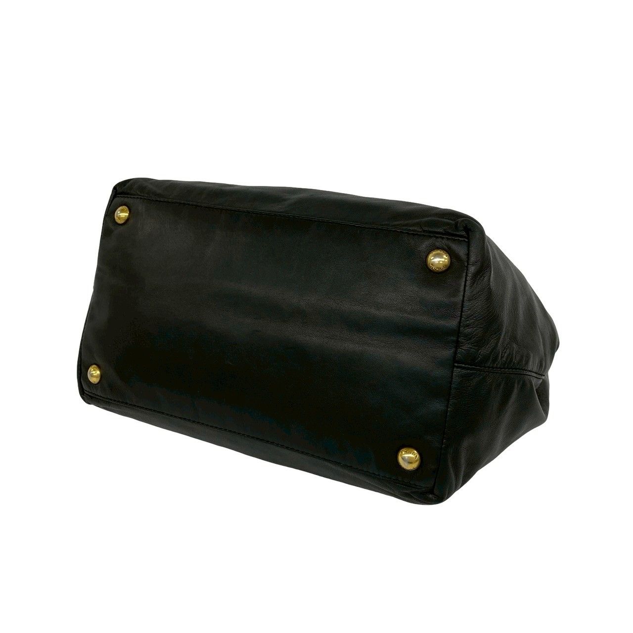 美品　PRADA　プラダ　ハンドバッグ　ボストンバッグ　金具　ロゴ　レザー　革 極 美品 PRADA プラダ ロゴ 金具 リボン モチーフ レザー 本革
