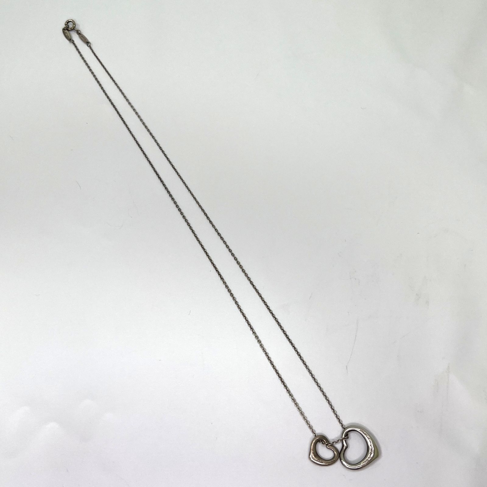 【中古品】TIFFANY＆Co. ティファニー エルサペレッティ オープンハート ダブル シルバー 925 ネックレス レディース アクセサリー GM