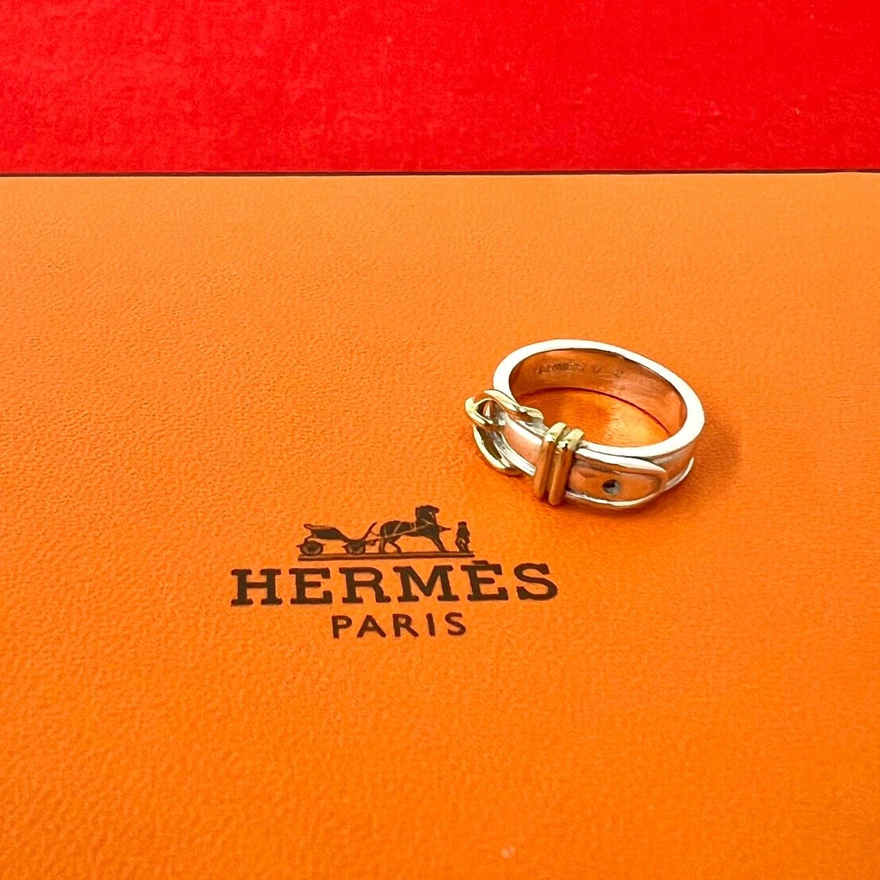 極 美品 HERMES エルメス サンチュール リング シルバー925 K18イエローゴールド 指輪 7号 アクセサリー シルバー ゴールド 36042