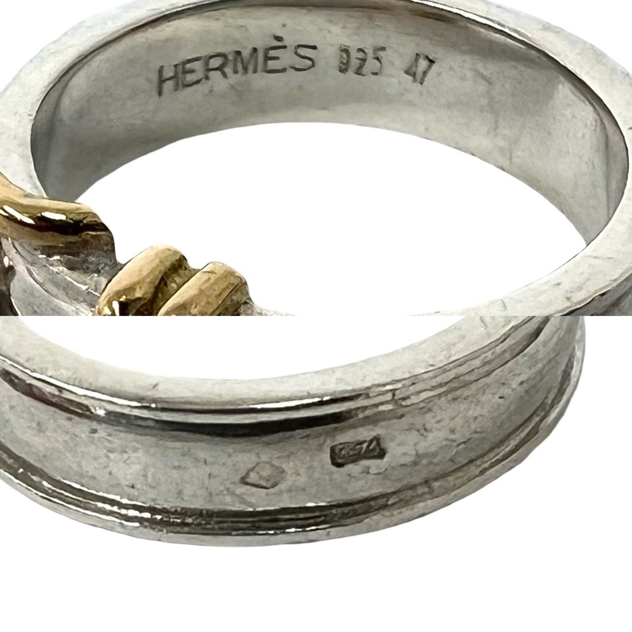 極 美品 HERMES エルメス サンチュール リング シルバー925 K18