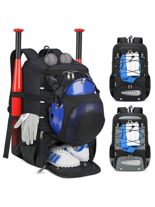 バッグ メンズ バックパック 軽量 ソフトボール バットバッグ メンズ、シューズ収納、ヘルメットホルダー、フェンスフック付き 、防水 野球 バックパック、ボール、バット、ソフトボール用品収納