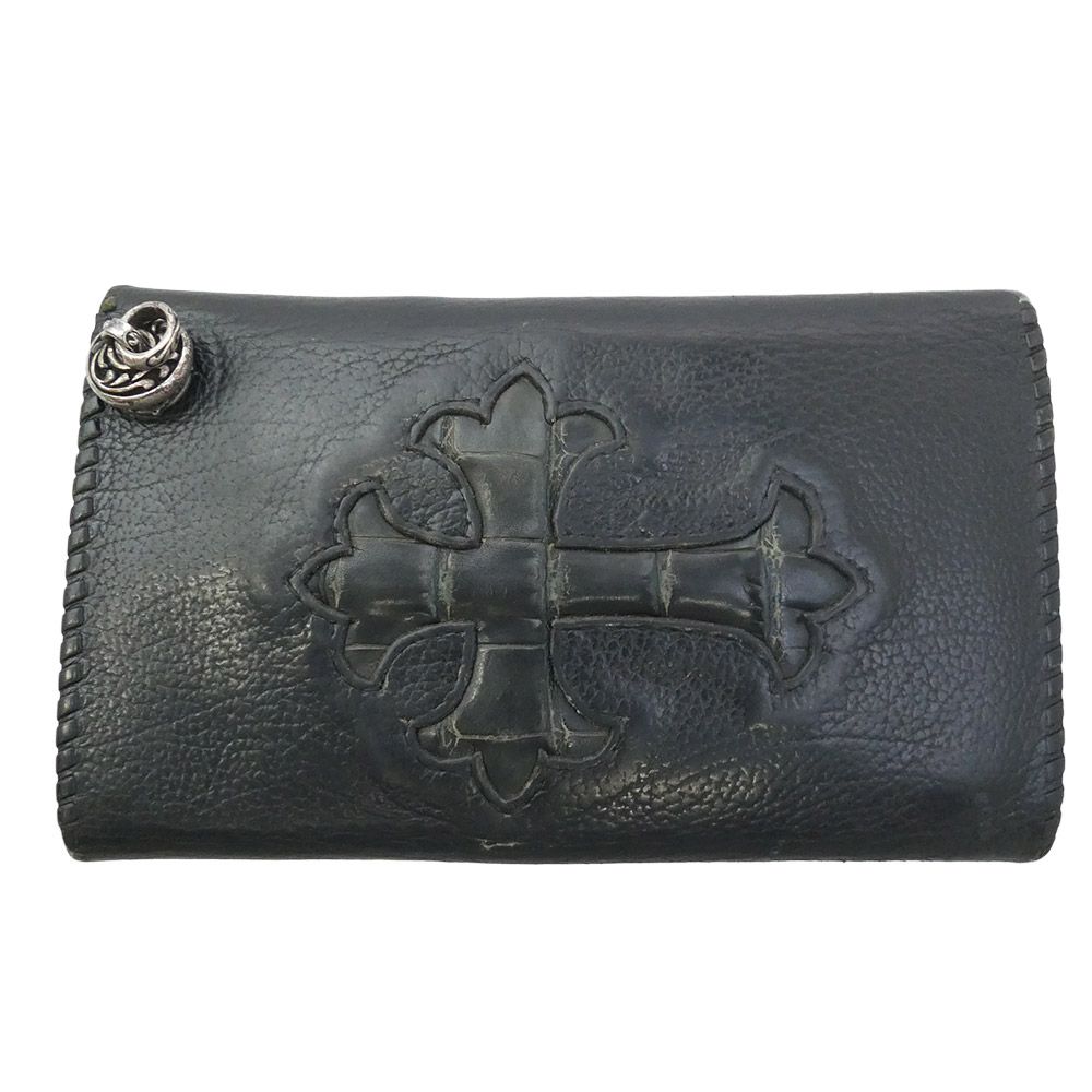 ヴァンアンバーグレザーズ Van Amburg Leathers CROSS INLAYED COWHIDE WALLET クロス インレイ カウハイド レザー ウォレット 財布 ブラック系【中古】