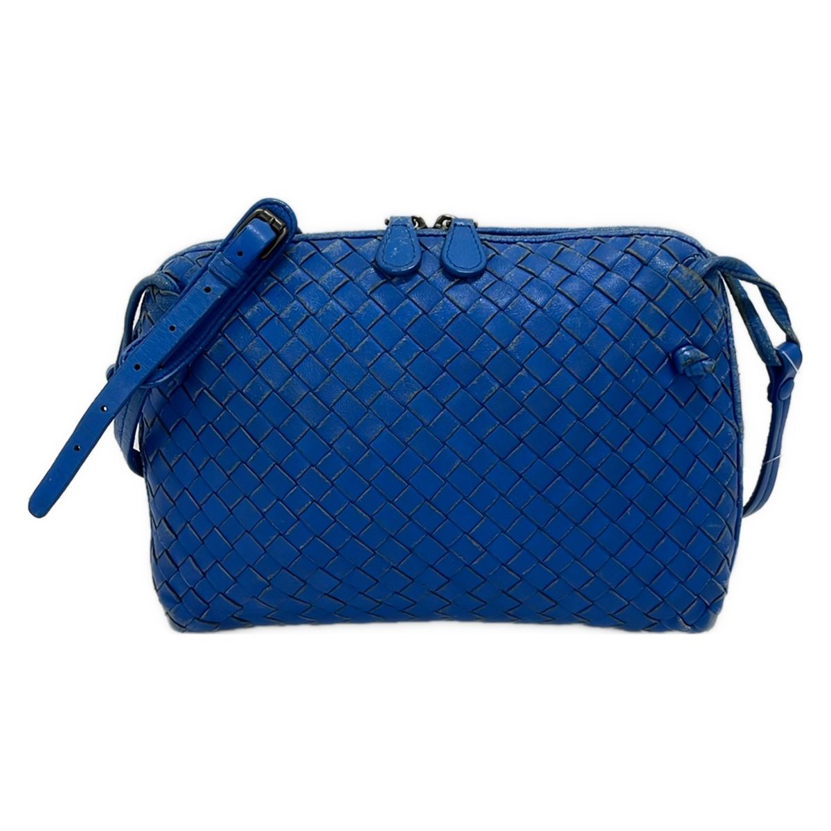 BOTTEGA VENETA(ボッテガヴェネタ) ショルダーバッグ ノディーニ ブルー 編み込み レザー