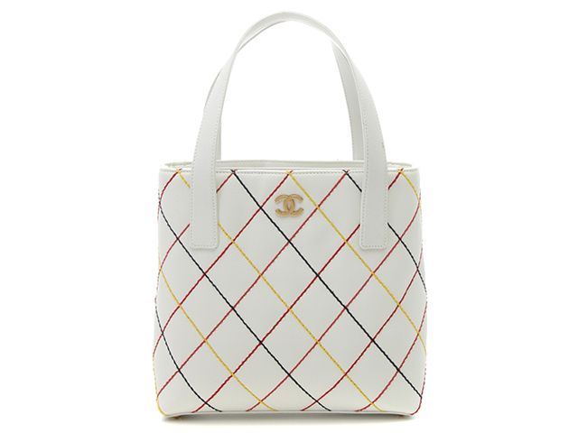 CHANEL シャネル バッグ ワイルドステッチハンドバッグ ホワイト/マルチ/GP レザー ﾊﾞｯｸﾞ ハンドバッグ レザー ホワイト レディース【中古】433