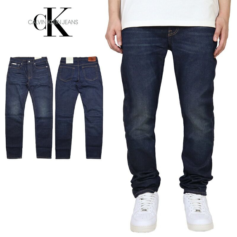 カルバンクライン ジーンズ デニムパンツ CALVIN KLEIN JEANS CKジーンズ ジーンズ Gパン スリム 細め メンズ ブランド 大きいサイズ おしゃれ おすすめ 人気 ckj107 ダークブルー 30 32 34 36