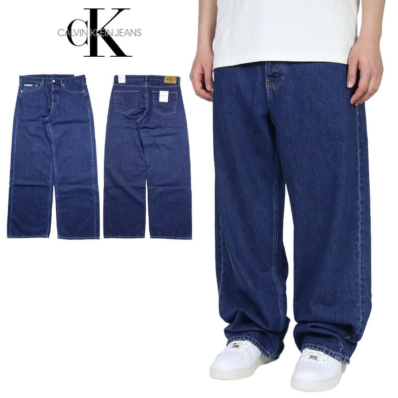カルバンクライン ジーンズ CALVIN KLEIN JEANS ジーンズ Gパン CKジーンズ バギーパンツ 太め ゆったり メンズ ブランド 大きいサイズ おしゃれ おすすめ 人気 ckj088 ダークブルー 30 32 34 36