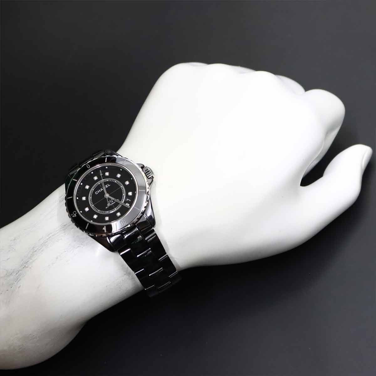シャネル CHANEL J12 38mm H5702 メンズ 腕時計 12P ダイヤ ブラック