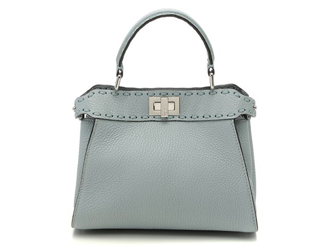 FENDI　フェンディ　セレリア　ミニピーカブー　ライトブルー　レザー　ショルダーバッグ　レディース　8BN244【中古】【207】2148104123299