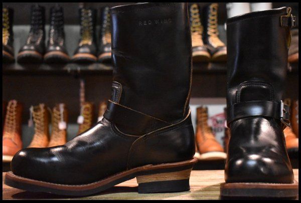 【8D 美品 14年】レッドウィング 9268 エンジニア 黒 ブラック クローンダイク スチールトゥ ブーツ redwing HOPESMORE【GP603】