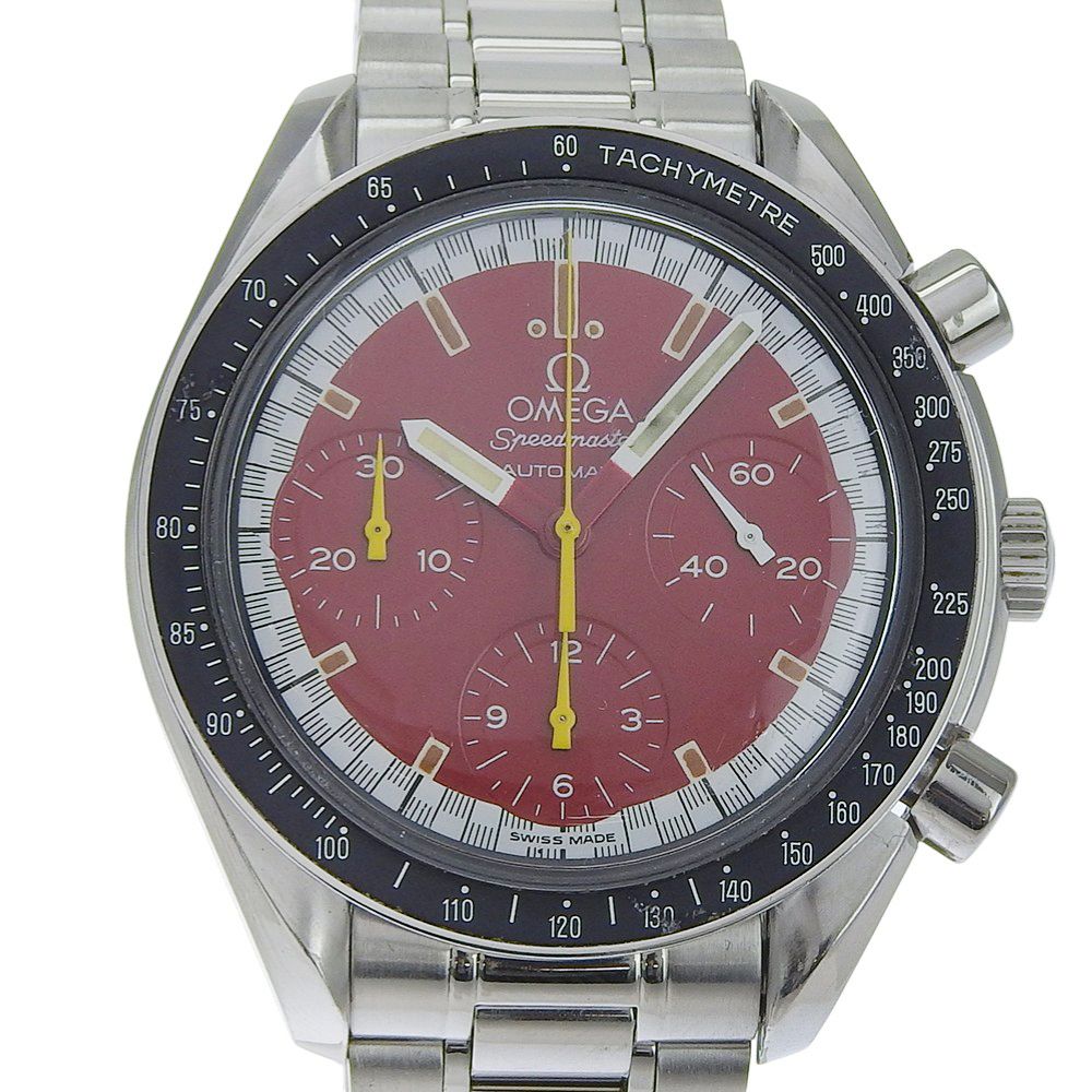 【OMEGA】オメガ スピードマスター レーシング ミハエル シューマッハ 3510.61 ステンレススチール シルバー 自動巻き クロノグラフ メンズ 赤文字盤 腕時計