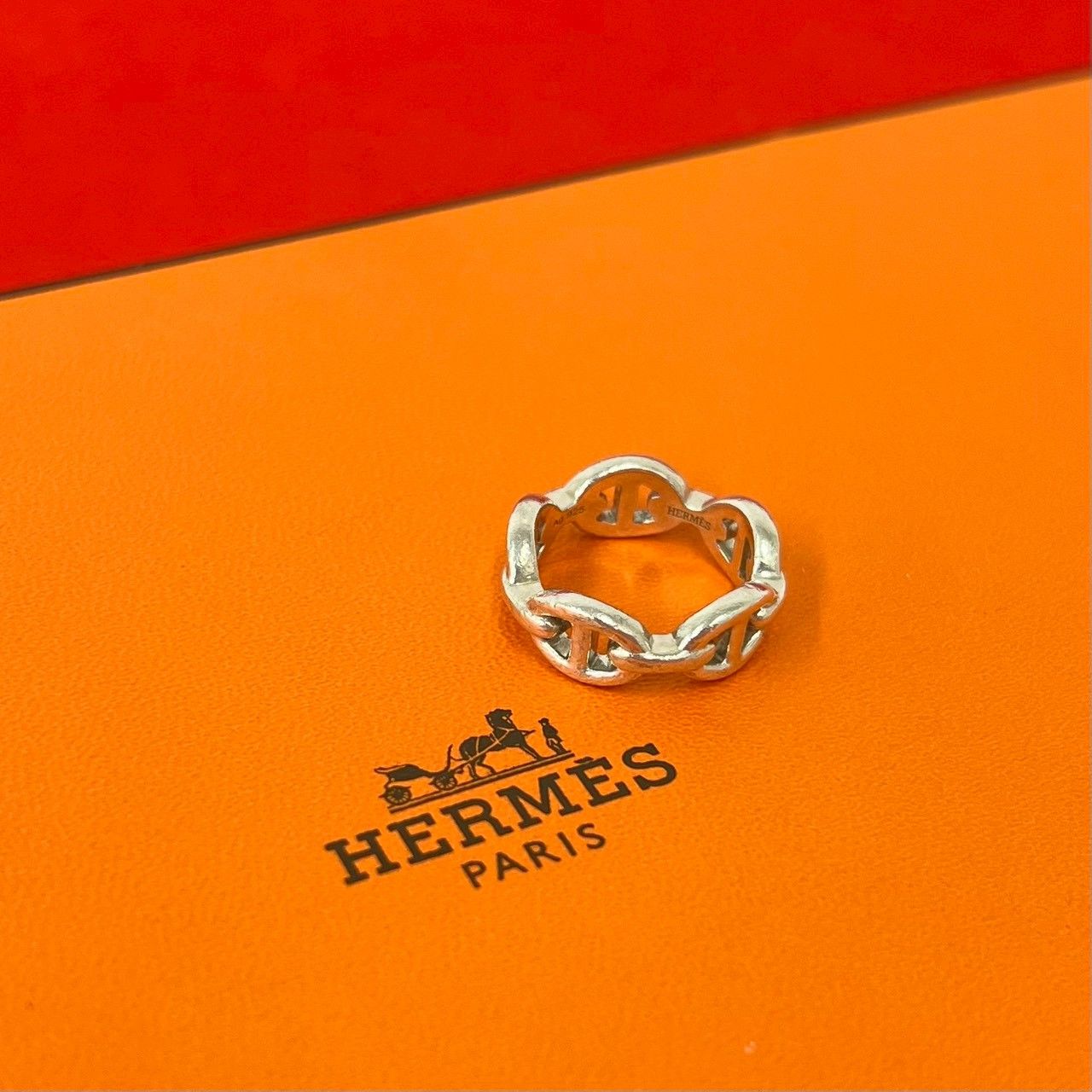 極 美品 HERMES エルメス アンシェネ リング シルバー925 指輪 8号 レディース メンズ アクセサリー シルバー 21926