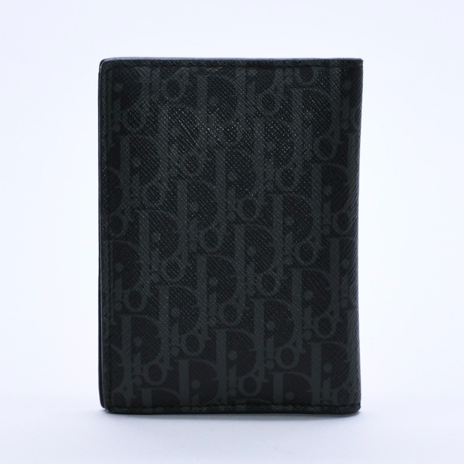 極美品 DIOR HOMME ディオールオム カードケース パスケース 2つ折り ブラック グレー レザー 中古 4a003998