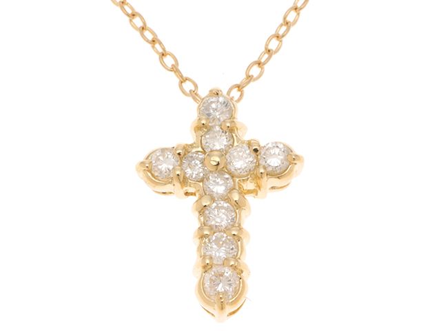 JEWELRY ノンブランドジュエリー 貴金属･宝石クロスチーフ ネックレス K18 ゴールド ダイヤモンド 0.30ct レディース【中古】460