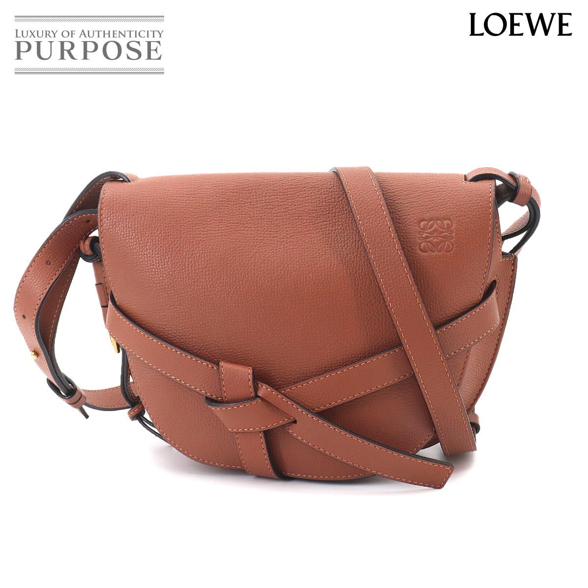 未使用 展示品 ロエベ LOEWE ゲートバッグ スモール ショルダー バッグ レザー タン ブラウン Gate Bag Small 90327221
