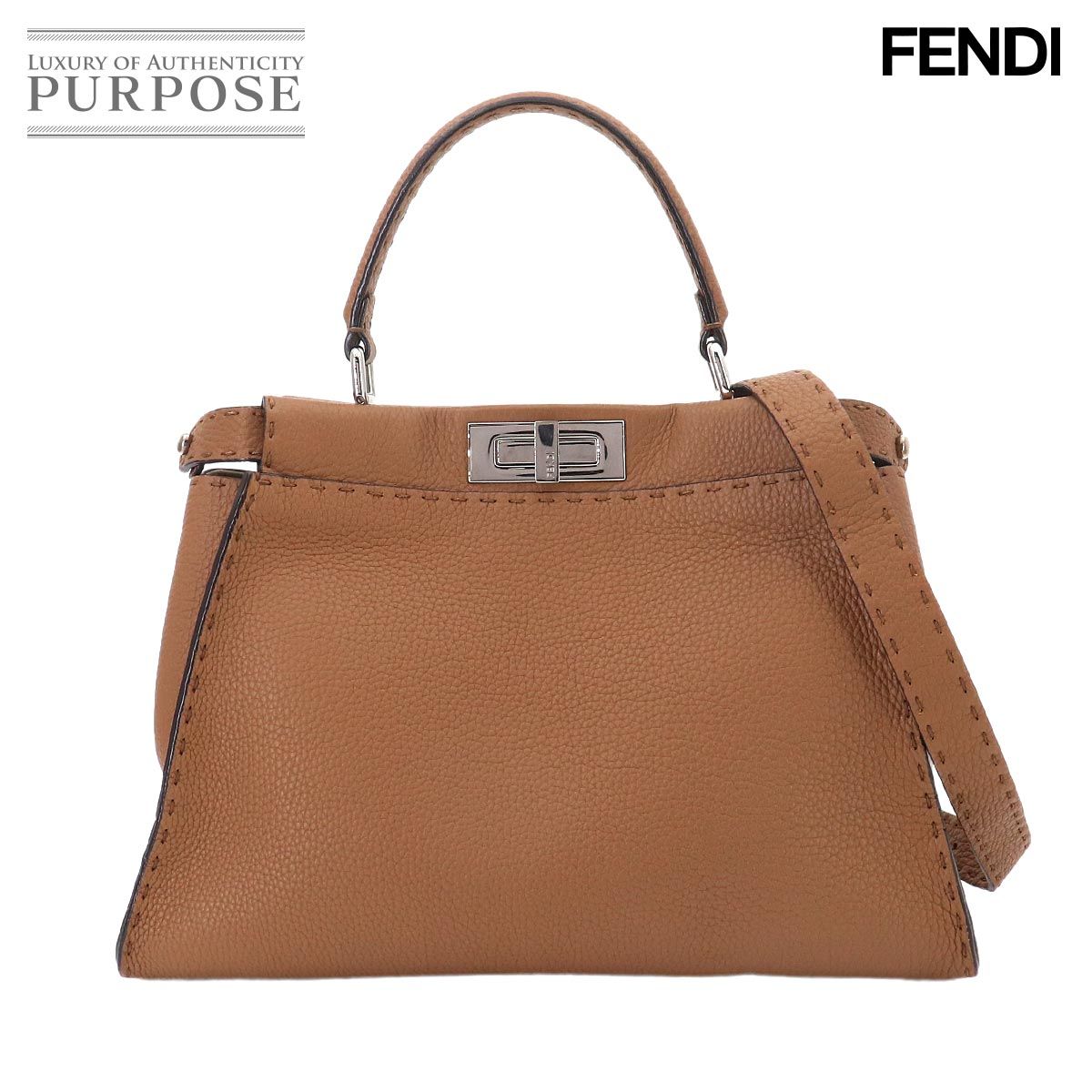 新品同様 フェンディ FENDI セレリア ピーカブー レギュラー 2way ハンド ショルダー バッグ 8BN290 Selleria Peekaboo 90327244