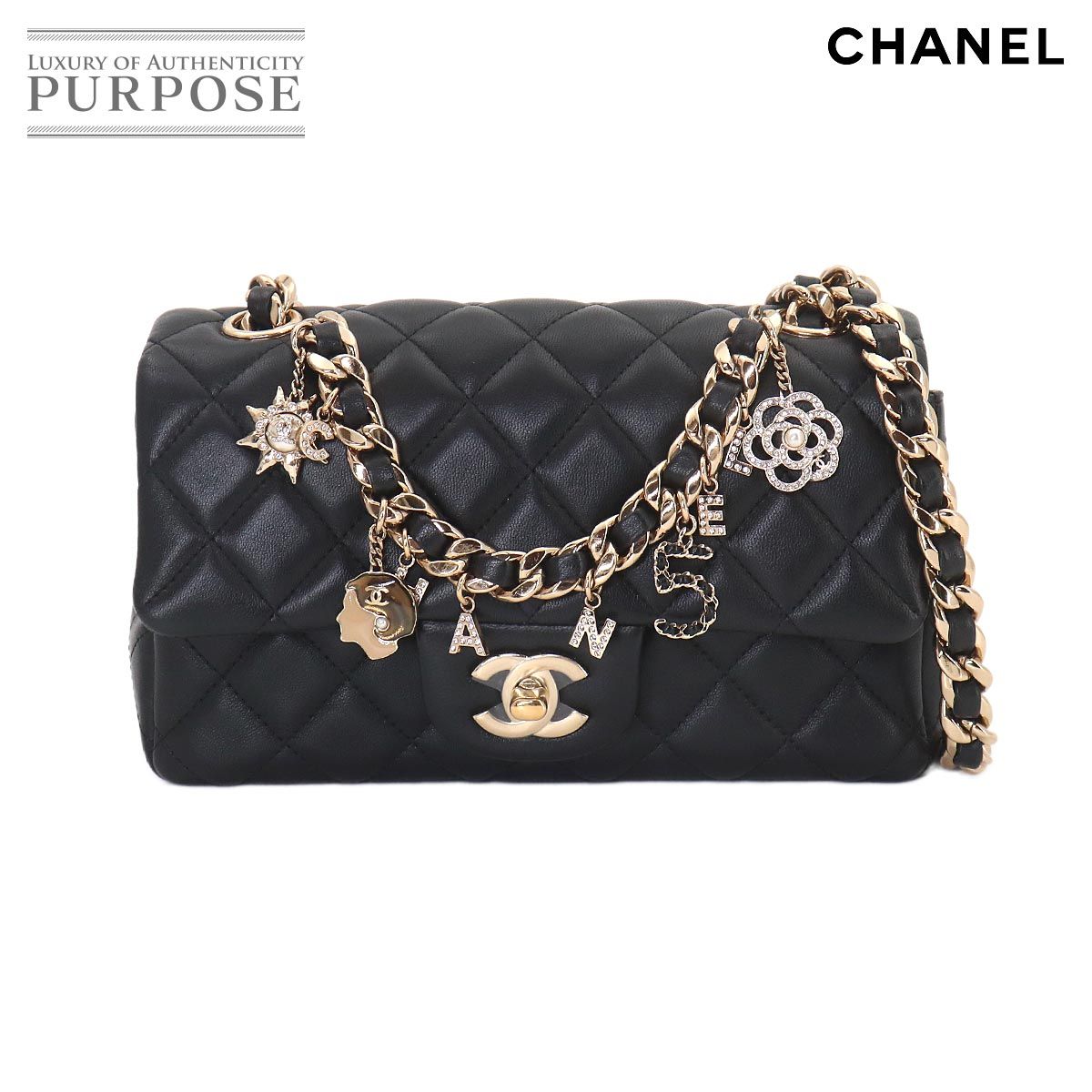 未使用 展示品 シャネル CHANEL ミニ マトラッセ 2way ハンド チェーン ショルダー バッグ ラムスキン ブラック AS3326 90327328