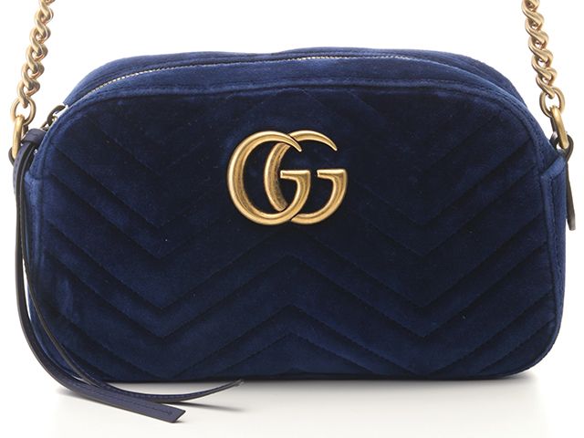 GUCCI グッチ バッグ GGマーモント スモールカメラバッグ ブルー ベロア ﾊﾞｯｸﾞ 447632 ショルダーバッグ ベロア ブルー ブルー レディース【中古】