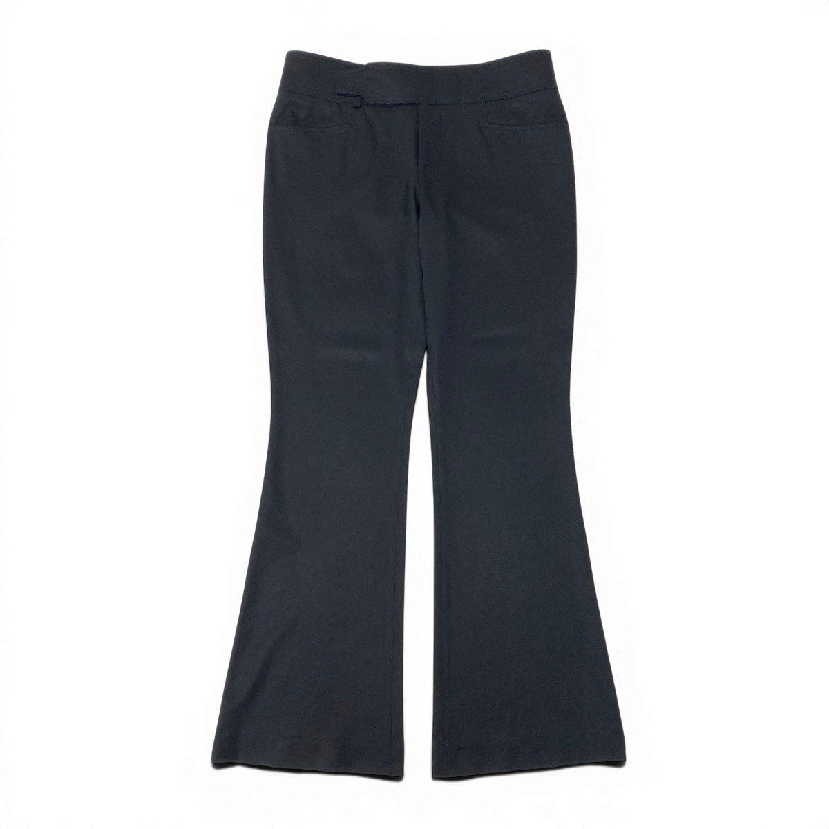 Ef12 GUCCI グッチ フレア ロングパンツ 伸縮ストレッチ サイズ44 ブラック レディース 女性用t18r