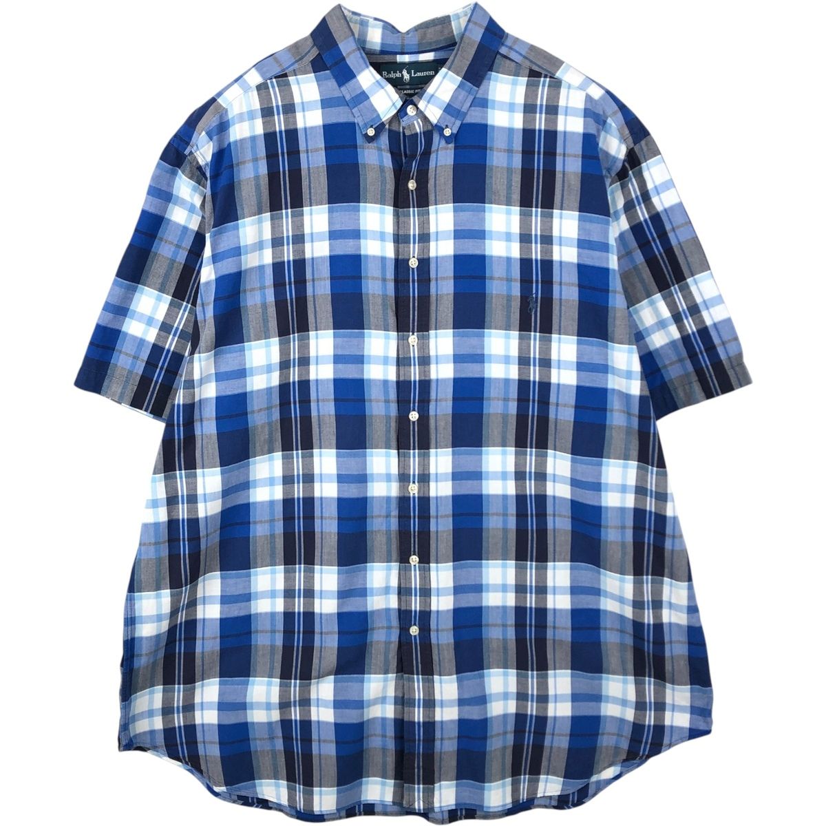 古着 ラルフローレン Ralph Lauren CLASSIC FIT 半袖 ボタンダウン チェックシャツ メンズXXL相当/eaa650753