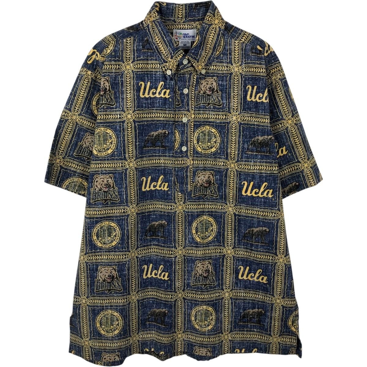 古着 90年代 レインスプーナー REYNSPOONER 水着タグ UCLA カリフォルニア大学 ロサンゼルス校 ビキニタグ 総柄 カレッジ/eaa650704