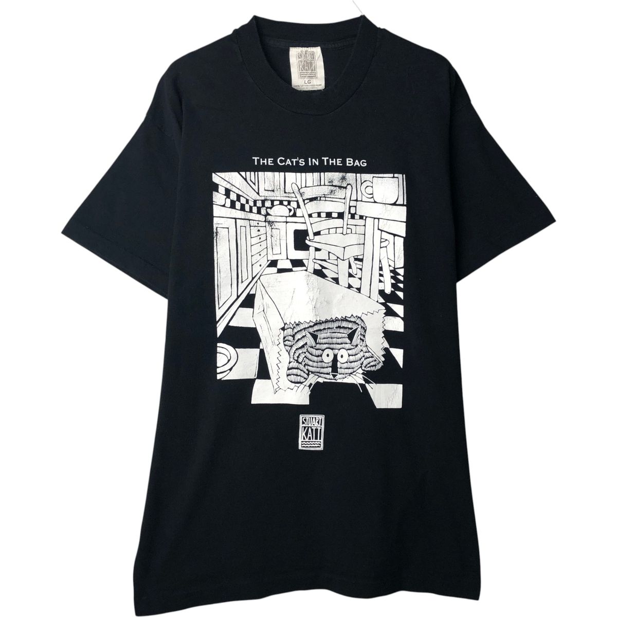 古着 ~90年代 STUART KATT スチュアートカット ネコ柄 アートTシャツ カナダ製 メンズL相当 ヴィンテージ/eaa649693