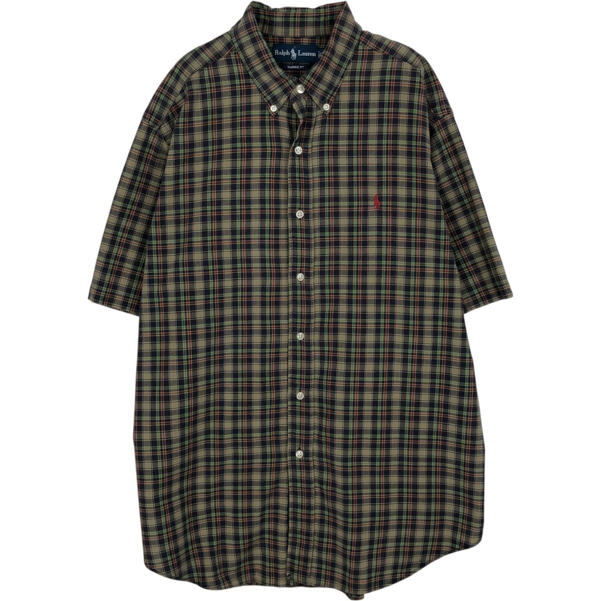 古着 ラルフローレン Ralph Lauren CLASSIC FIT クラシックフィット 半袖 ボタンダウン チェックシャツ メンズXL相当/eaa623593