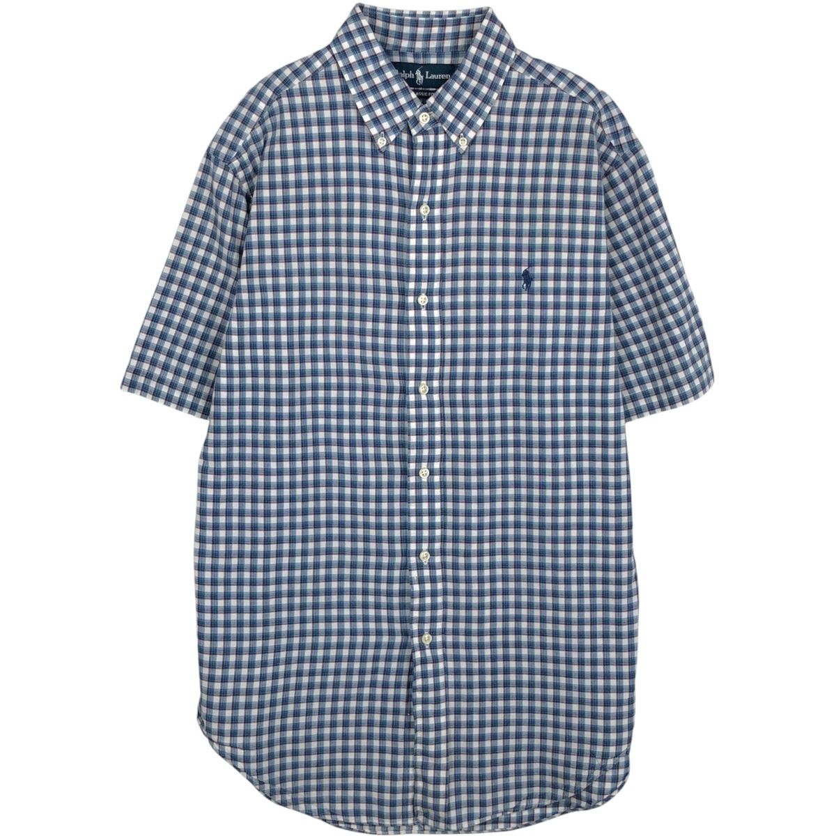古着 ラルフローレン Ralph Lauren CLASSIC FIT クラシックフィット 半袖 ボタンダウン チェックシャツ メンズM相当/eaa623596