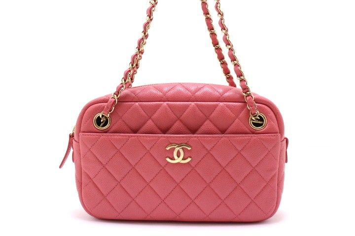 CHANEL シャネル バッグ マトラッセ チェーンショルダーバッグ A91731 ショルダーバッグ キャビアスキン/GP GP ピンク レディース【中古】460