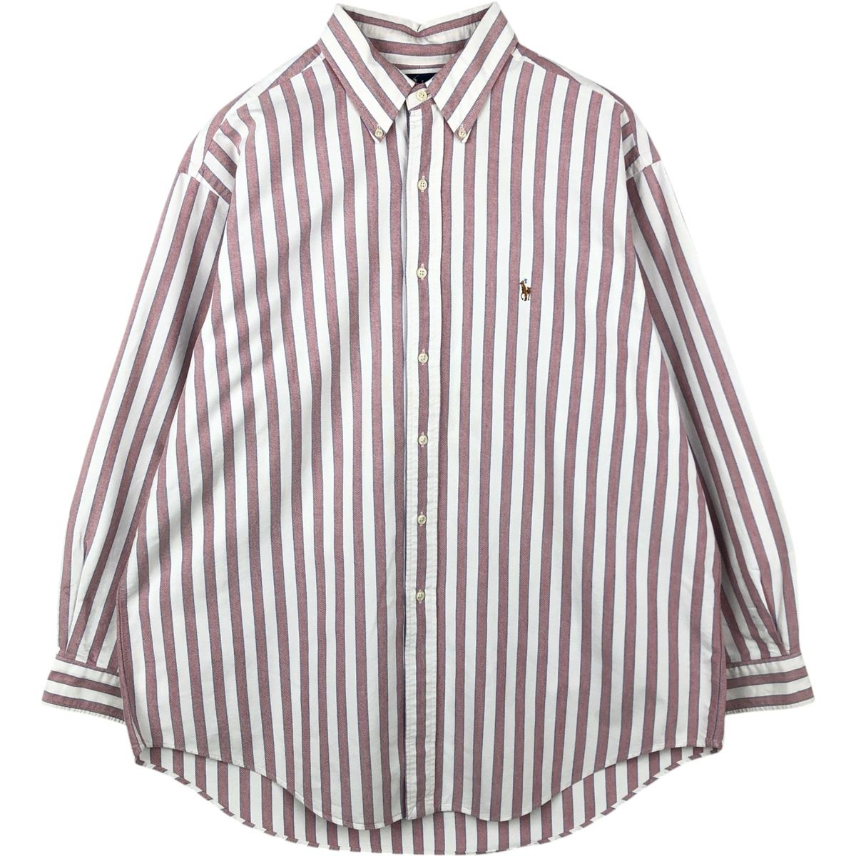 古着 ラルフローレン Ralph Lauren YARMOUTH マルチストライプ 長袖 ボタンダウンストライプシャツ メンズXL相当/eaa649915