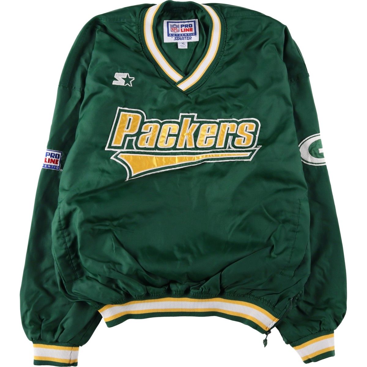 古着 90年代 スターター Starter PRO LINE NFL GREEN BAY PACKERS グリーンベイパッカーズ Vネック ナイロンプルオーバー/eaa620477
