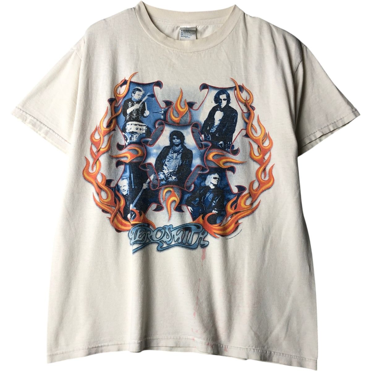 古着 90年代 デルタ DELTA AEROSMITH エアロスミス ファイヤーパターン バンドTシャツ バンT メンズM相当 ヴィンテージ/eaa648856
