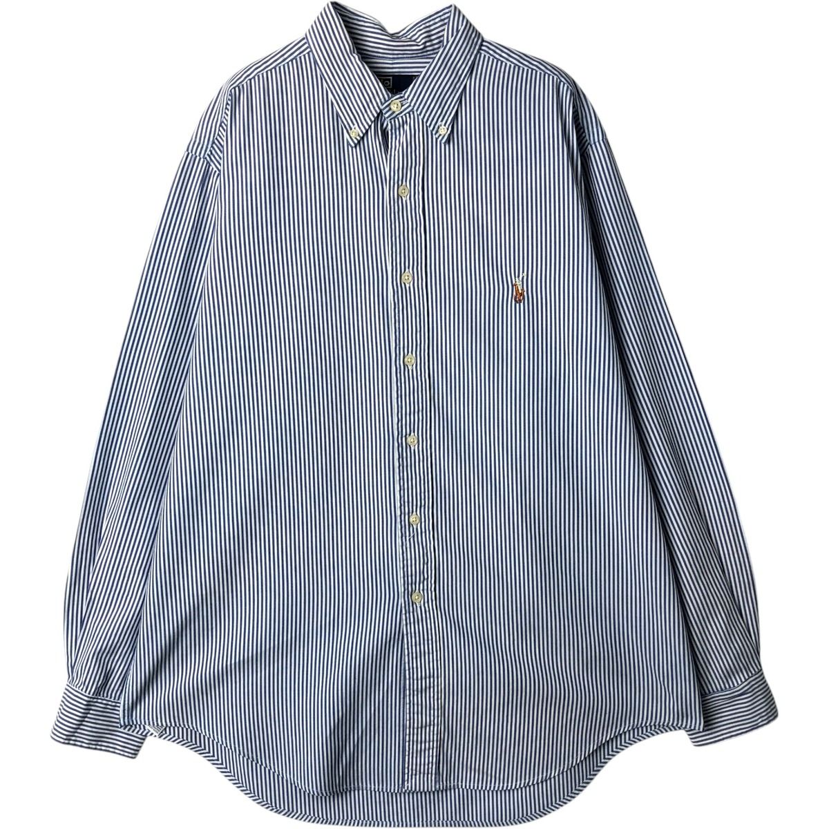 古着 ラルフローレン Ralph Lauren POLO by Ralph Lauren 長袖 ボタンダウンストライプシャツ カナダ製 メンズL相当/eaa649937