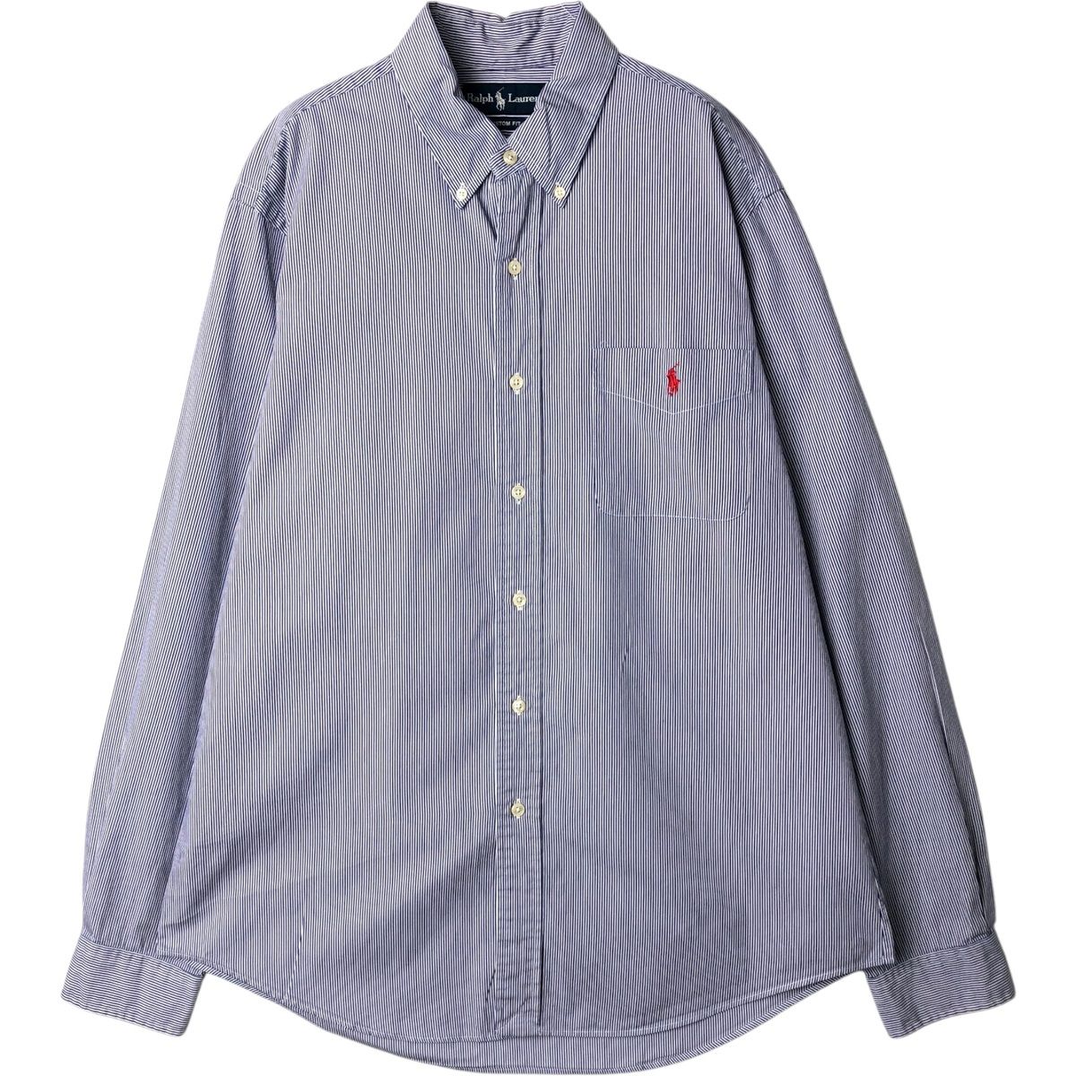 古着 ラルフローレン Ralph Lauren CUSTOM FIT 長袖 ボタンダウンストライプシャツ メンズL相当/eaa649983