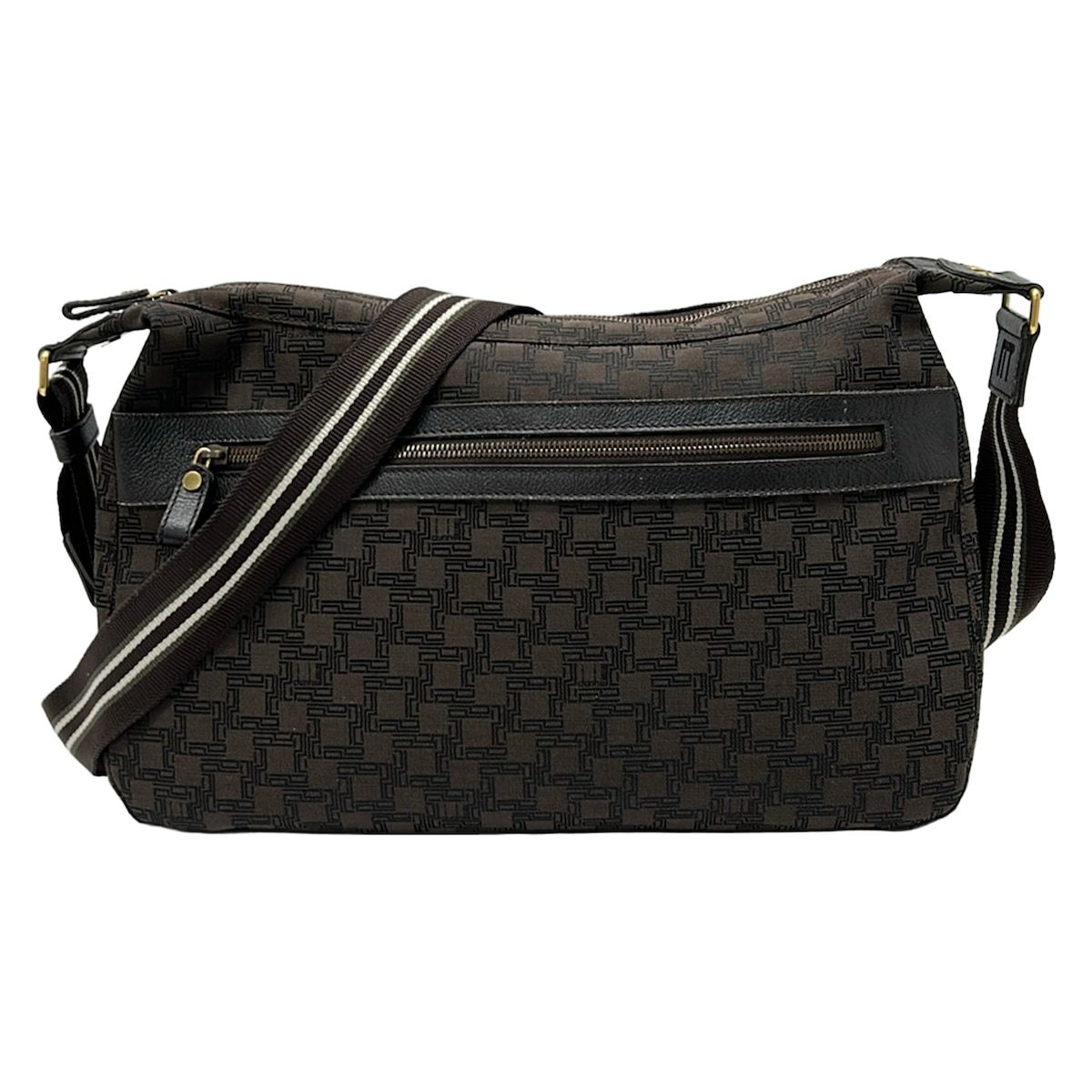 dunhill/ALFREDDUNHILL(ダンヒル) ショルダーバッグ - ダークブラウン×アイボリー×カーキ レザー