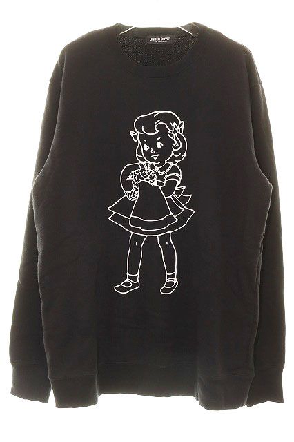 アンダーカバー UNDERCOVER BRAINWASH GIRL SWEAT SHIRTS BLACK SIZE3 UAY9803-01 洗脳少女 プリント クルーネック スウェット ブラック 黒 【ブランド古着ベクトル】【中古】260608